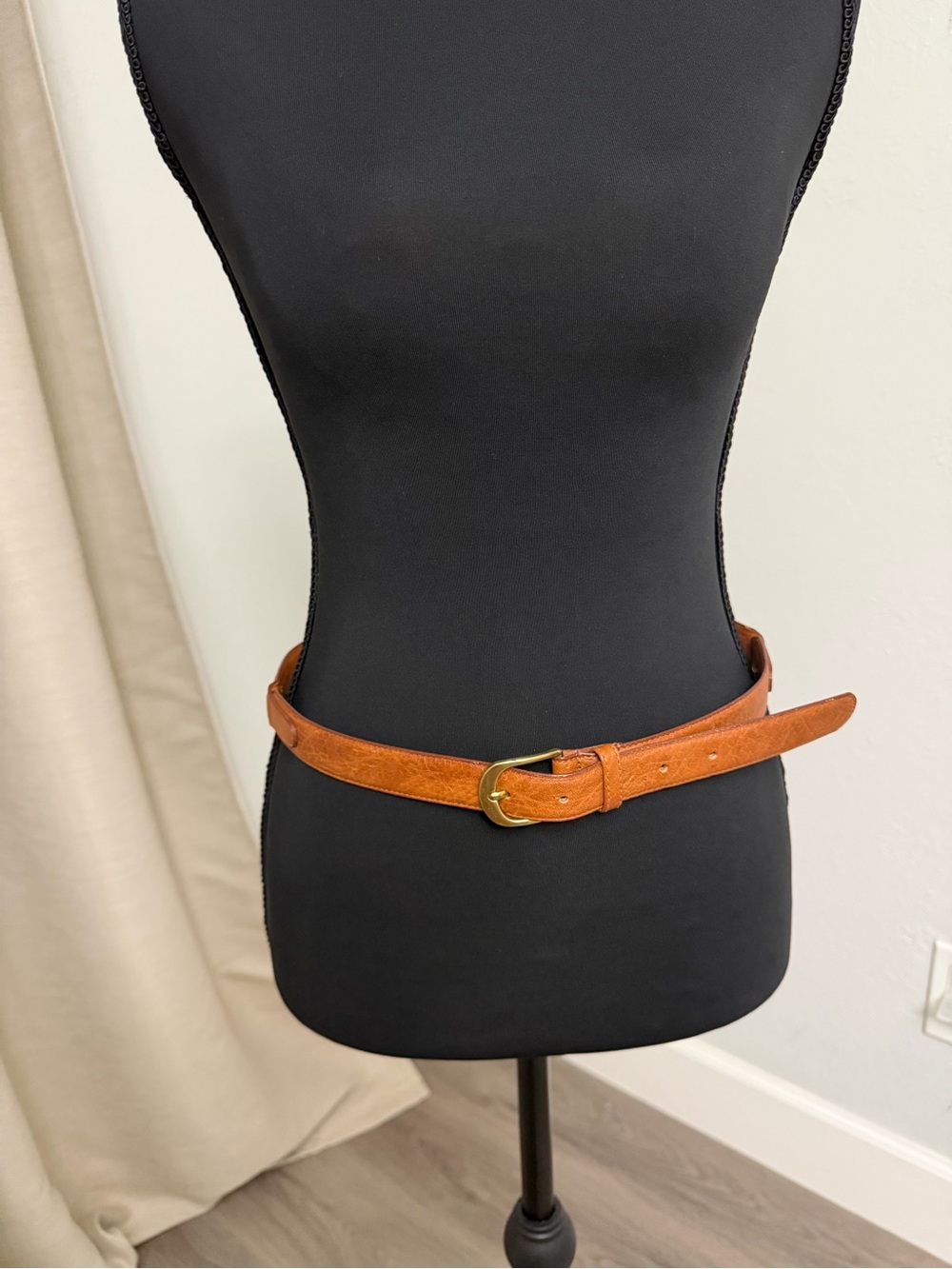 Liberty of London Cognac Leather Belt with Gold Buckle